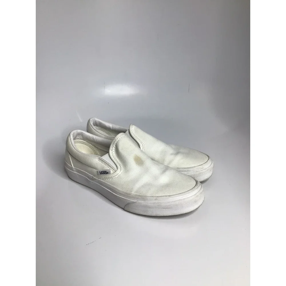 Vans Slip-On Shoes Womens 6 White Good Canvas Low Top Sneakers casual trendy